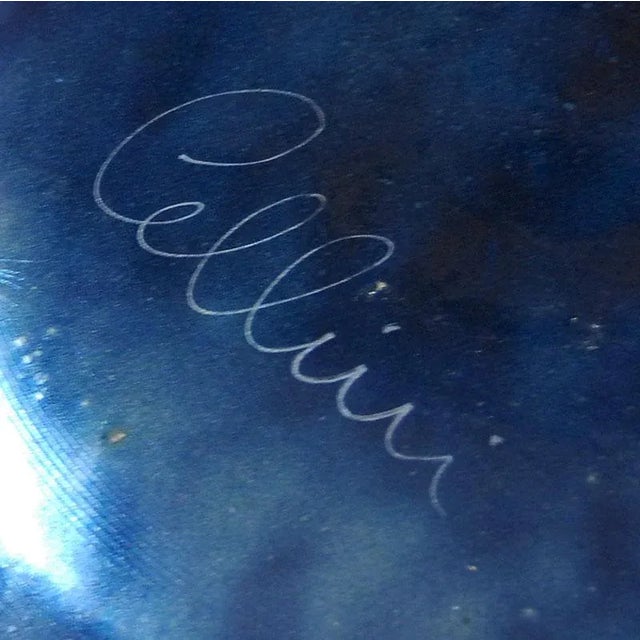 Blue Italian Enameled Plate from Atelier Cellini, 1960s For Sale - Image 8 of 11