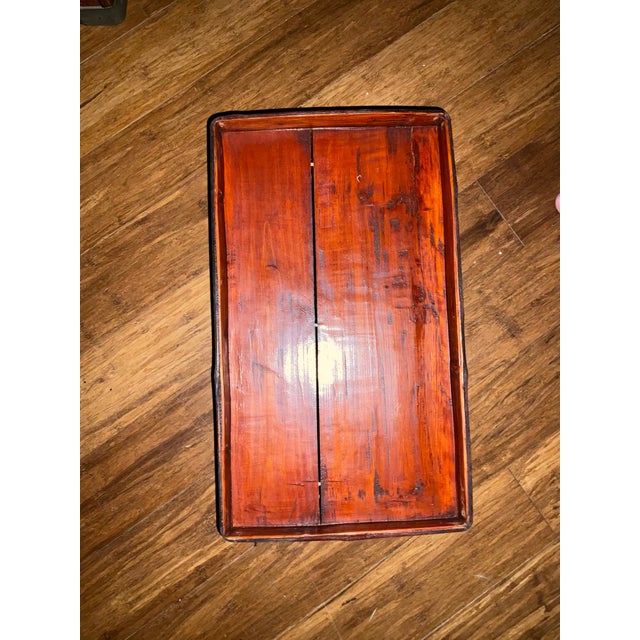 Antique Qing Chinese Wedding Chest / Dowry Box With Original Brass Sliding Lock and Key, Calligraphy For Sale - Image 4 of 10