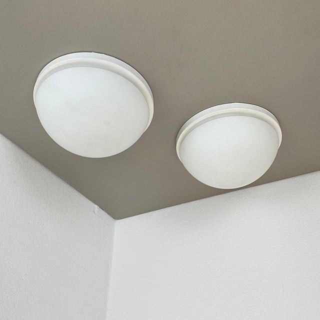 Metal and Glass Wall or Ceiling Lights attributed to Glashütte Limburg, Germany, 1980, Set of 2 For Sale - Image 3 of 17