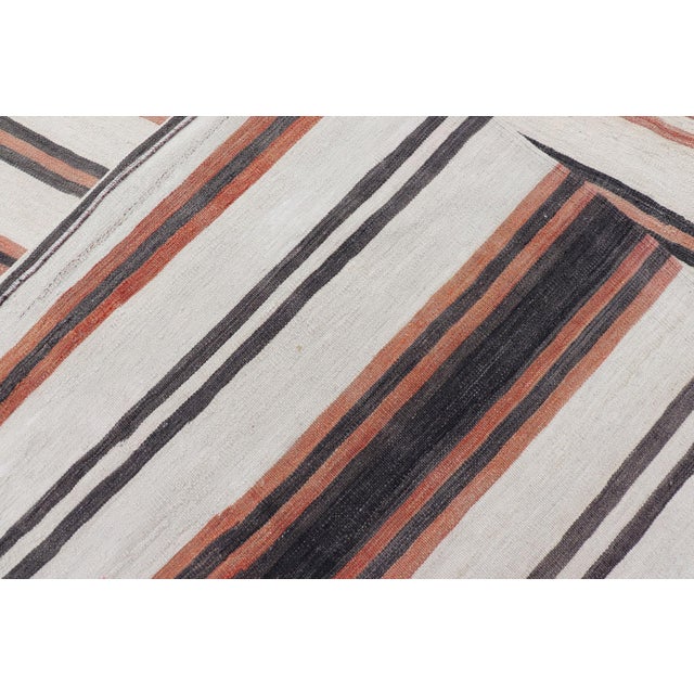 Vintage Turkish Kilim Gallery With Stripes in Cream, Brown & Soft Coral Color 5'10" X 10'11" For Sale - Image 12 of 12