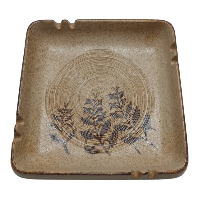 1970s/80s Share Treasure Craft Pottery Craft Ashtray Stoneware Made in Usa Trinkets Paintbrushes For Sale