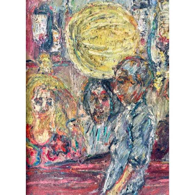 David Azuz, Israeli French David Azuz Naive Oil Painting Paris Bar Scene Colorful Fauvist, 1975 For Sale - Image 12 of 13