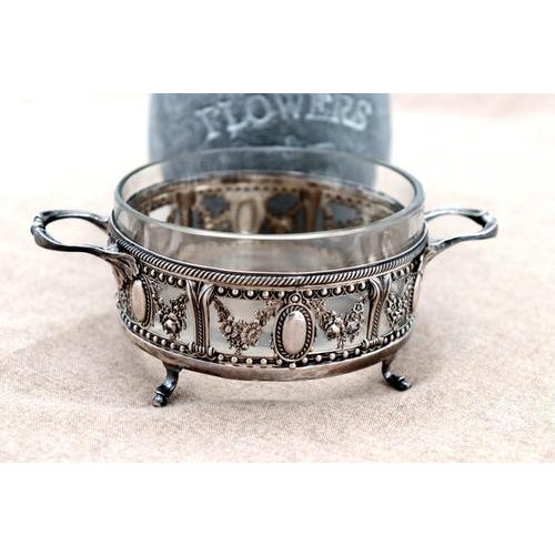 Metal Glass Candy Box with Silver Structure For Sale - Image 7 of 7