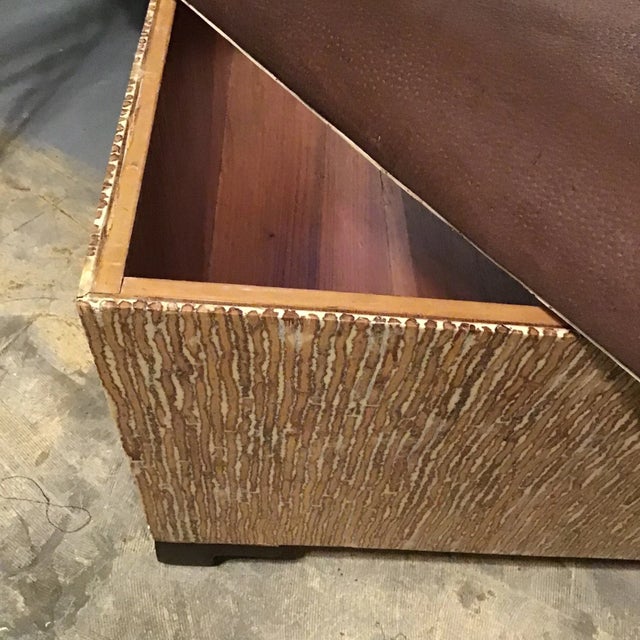 Wood Upholstered Bench Seating With Storage Ottoman Bench, Circa 1970s For Sale - Image 7 of 12