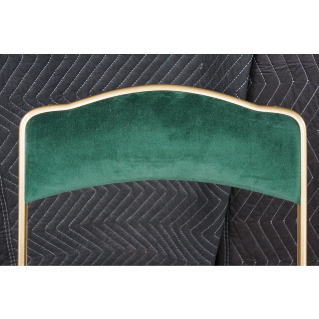 Mid 20th Century Mid 20th Century A. Fritz + Co Mid Century Gold Frame & Green Velvet Metal Folding Chairs Modern For Sale - Image 5 of 16