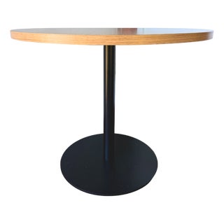 Round Pedestal Dining Table, Oak Laminate Top by West Coast Industries 'Disc Table' For Sale