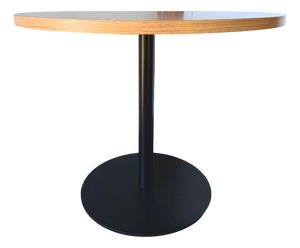 Round Pedestal Dining Table, Oak Laminate Top by West Coast Industries 'Disc Table'