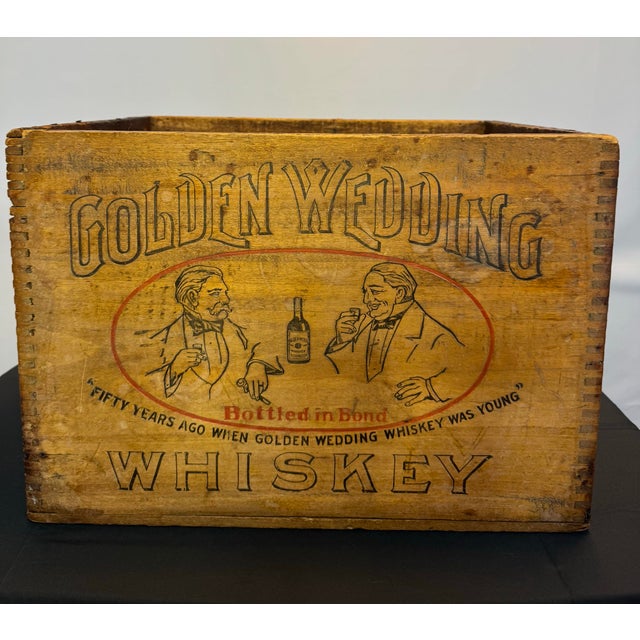 Early 20th Century Antique 1916 Golden Wedding Whiskey Crate Jos S Finch Pittsburgh Bottled in Bond Pre-Prohibition For Sale - Image 5 of 12
