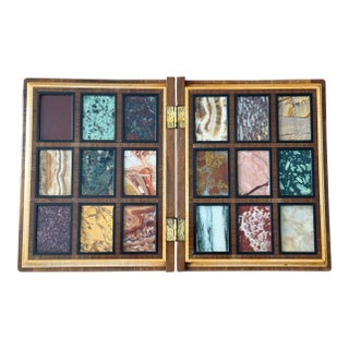 An Italian Wooden Book With Marble Specimens, 20th Century For Sale