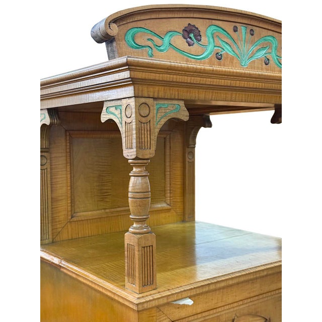 1900 - 1909 Art Nouveua Cabinet with Floral Painting, 1910s For Sale - Image 5 of 9