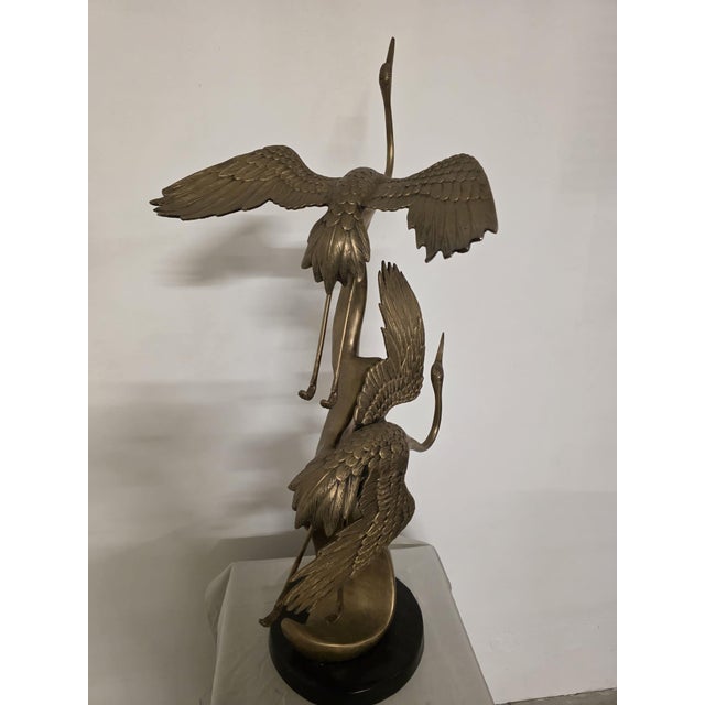 Metal Sculpture Depicting Grey Herons in Flight, 1940s, Brass For Sale - Image 7 of 15