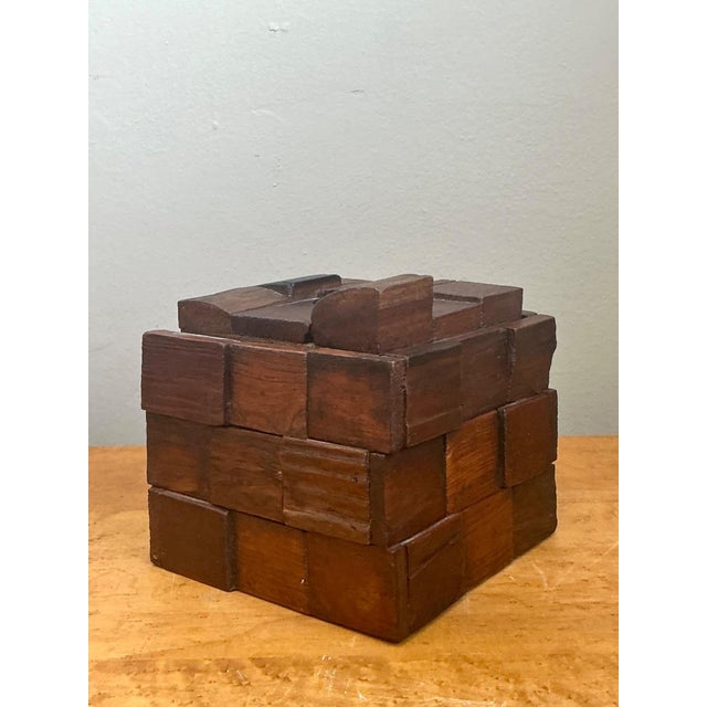 Vintage Brutalist Abstract Wood Tissue Box For Sale - Image 18 of 18
