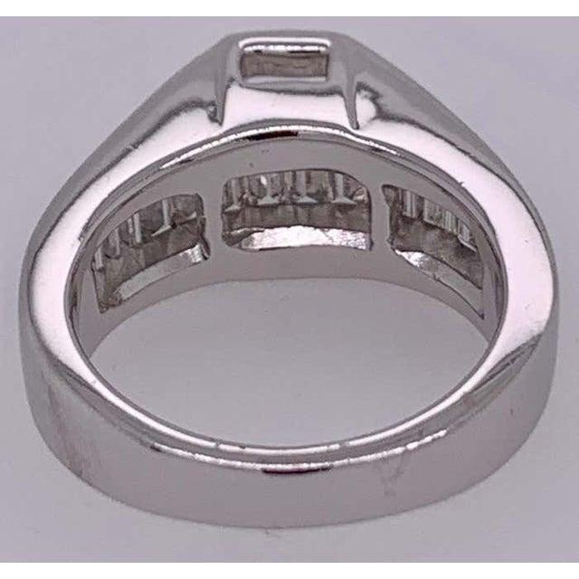 14 Karat White Gold Ring Wedding Band With Diamond Baguettes For Sale - Image 11 of 12