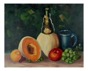 Vintage Mid-Century Wine & Fruit Still Life Painting