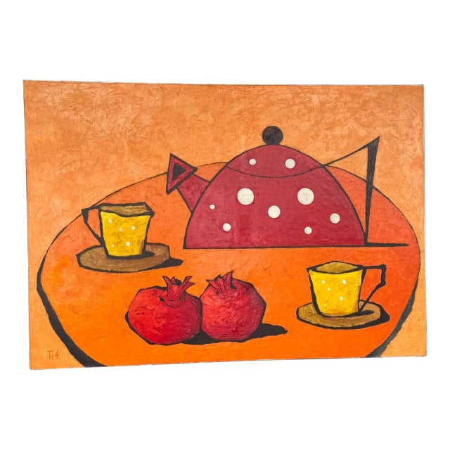 Russian Style Folk Art Painting, on Canvas. For Sale