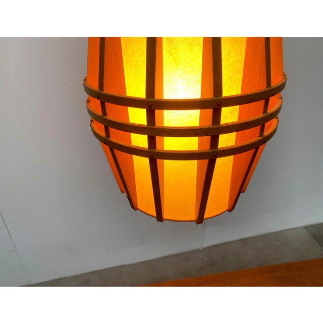 Mid-Century Wooden Cocoon Pendant Lamp For Sale - Image 10 of 18