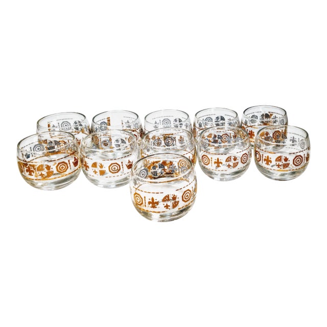 Culver Roly Poly Cocktail Lowball Glasses For Sale
