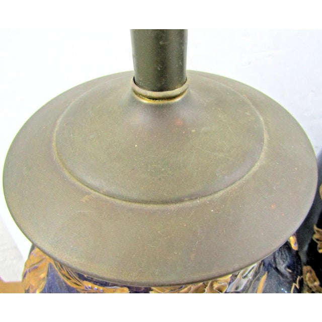 Blue Late 19th Century Keller & Guerin French Porcelain Vase With Lion Rampant Table Lamps - a Pair For Sale - Image 8 of 16