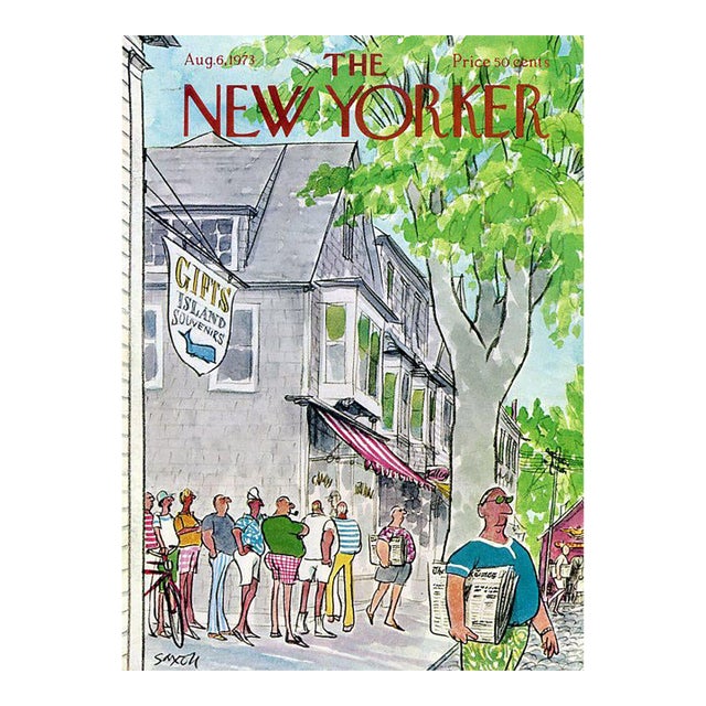 1973 Original New Yorker Magazine Cover by Charles Saxon, August 6, Weekend Newspaper For Sale