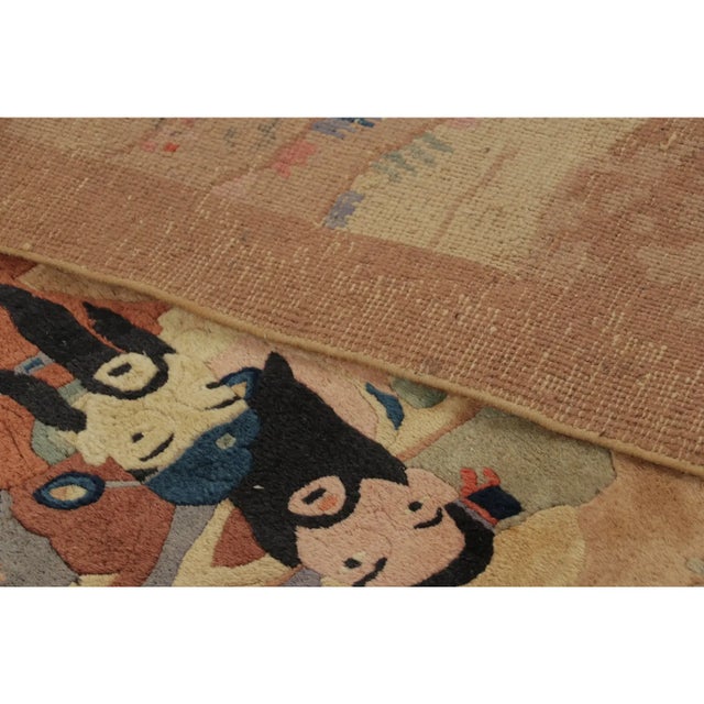 Goldenrod Vintage Chinese Pictorial Runner With Eight Immortals Design in Pastels - Rug & Kilim For Sale - Image 8 of 9