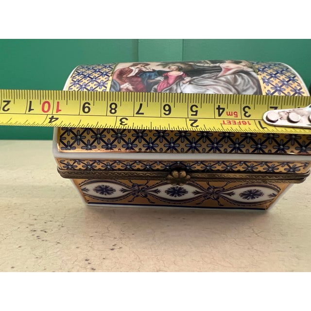 Large Porcelain Trinket Box With Victorian Scene For Sale - Image 4 of 9