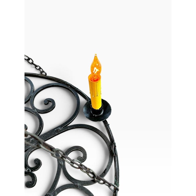 Antique Gothic Hand-Forged Wrought Iron Corona Four Light Chandelier For Sale - Image 10 of 12