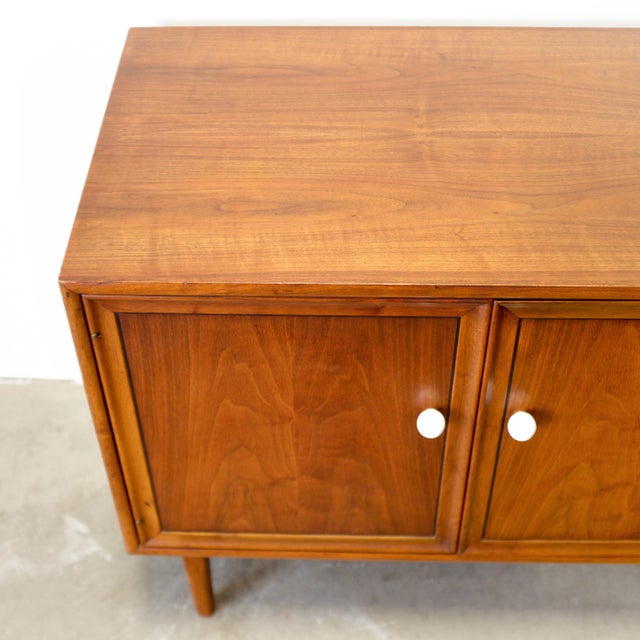 1950s Drexel "Declaration" Walnut Record Cabinet / Small Sideboard Designed by Stewart MacDougall & Kipp Stewart For Sale - Image 5 of 9