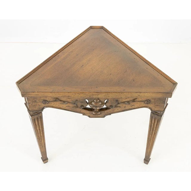 Mid 20th Century French Provincial Style Triangular Walnut Table For Sale - Image 5 of 5