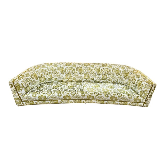 1960s Mid Century Floral Tufted Curved 3 Seater Sofa For Sale - Image 11 of 12