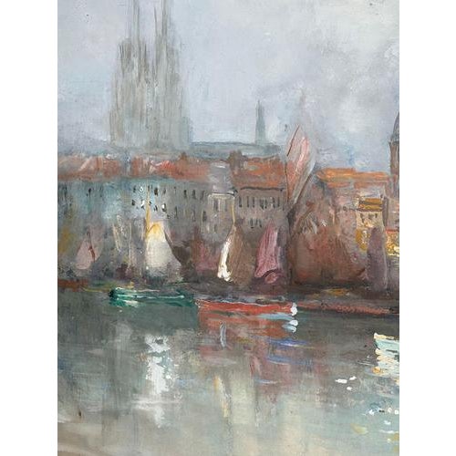 Alexandre Macette, Harbour Landscape, Watercolor, Framed For Sale - Image 5 of 8