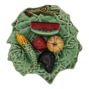 Trompe l'Oeil Vine Leaf With Fruits, Portuguese, 1900s