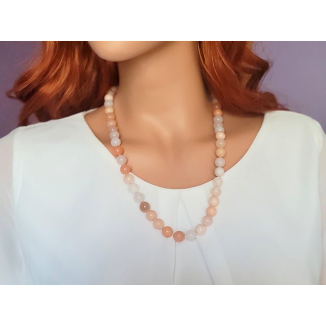 Mid-Century Modern Oregon Peach Opal Beaded Necklace by Noblesse Oblige Studio, 24.5" For Sale - Image 3 of 11