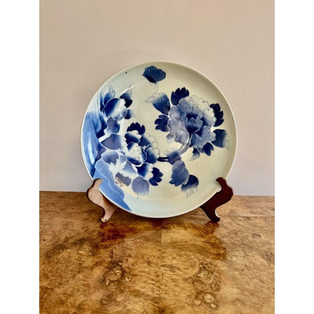 1900 - 1909 Large Antique Japanese Blue and White Imari Plate, 1900s For Sale - Image 5 of 6