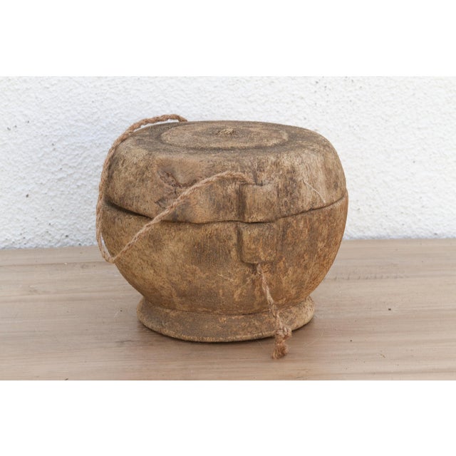 Tan Antique Bleached Wood Grain Bowl For Sale - Image 8 of 10