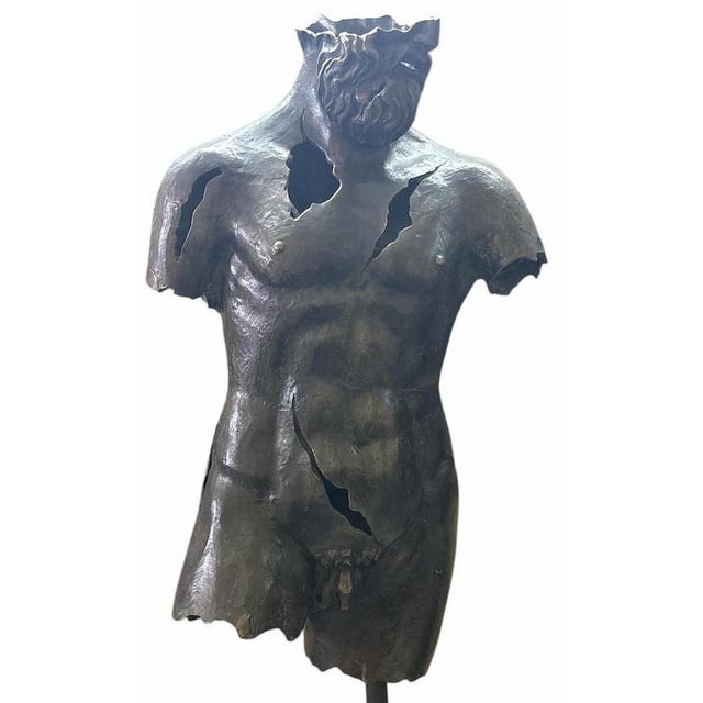 Amazing Sculpture "Torso of Hermes" 20th Century Bronze with a patinated finish, mounted on a metal stand H: 120cm 74cm x...