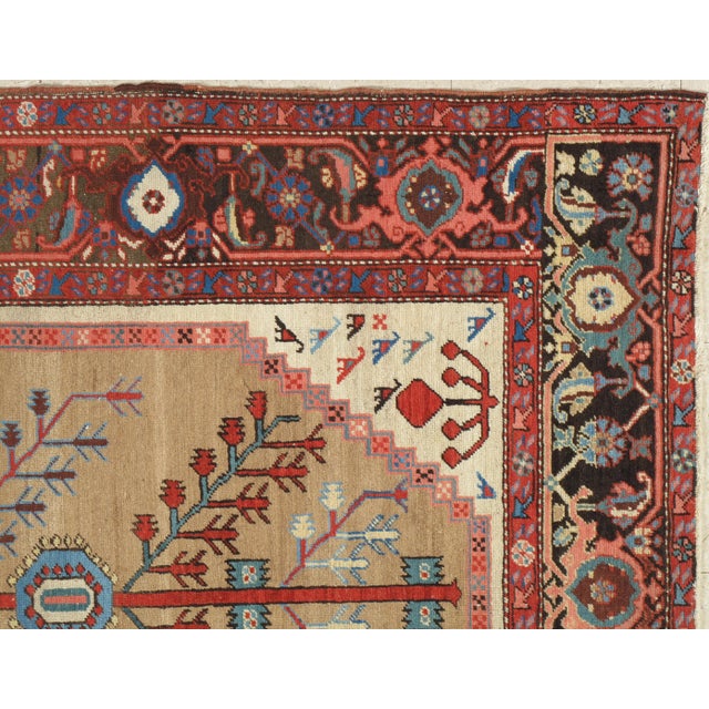 Antique Persian Bakhshaish Carpet, Handmade Wool Oriental Rug, Ivory Light Blue For Sale - Image 4 of 11