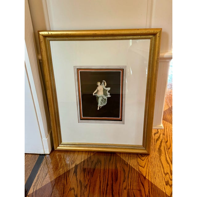 Italian Mid 18th Century Antique Italian Engraving of 2 Women in Flowing Robes: Le Antichita Di Ercolano Esposte, Framed - Set of 2 For Sale - Image 3 of 4