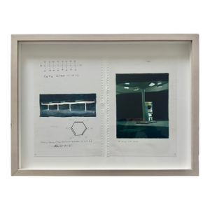 Robert Olsen Notebook Double Page (Gasoline Pump + Notes), 2003, Framed Diptych