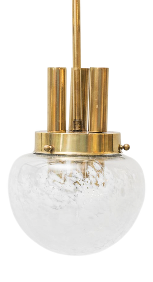 Brass and Glass Pendant Lamp, 1960s