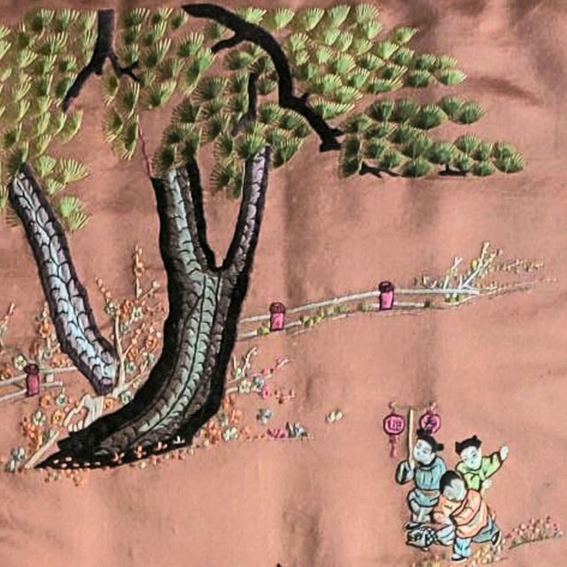 Textile Antique Chinese Silk Dragon Tapestry | Framed Chinoiserie Panel For Sale - Image 7 of 11
