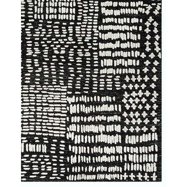 Textile Hi Low Luxe Ivory-Charcoal Hand Woven Wool Rug, 12ft 3in X 14ft 10in For Sale - Image 7 of 8