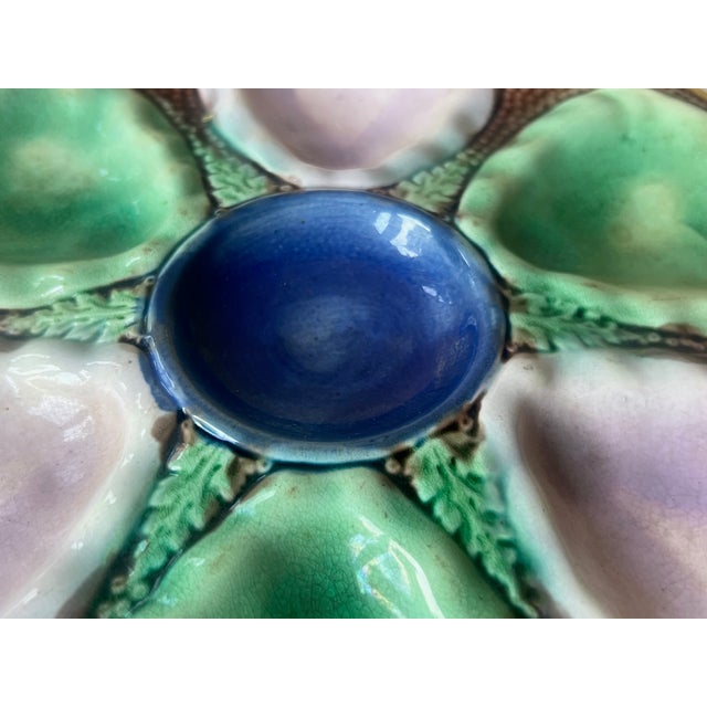 19th Century English Majolica Oyster Plate For Sale In San Francisco - Image 6 of 9