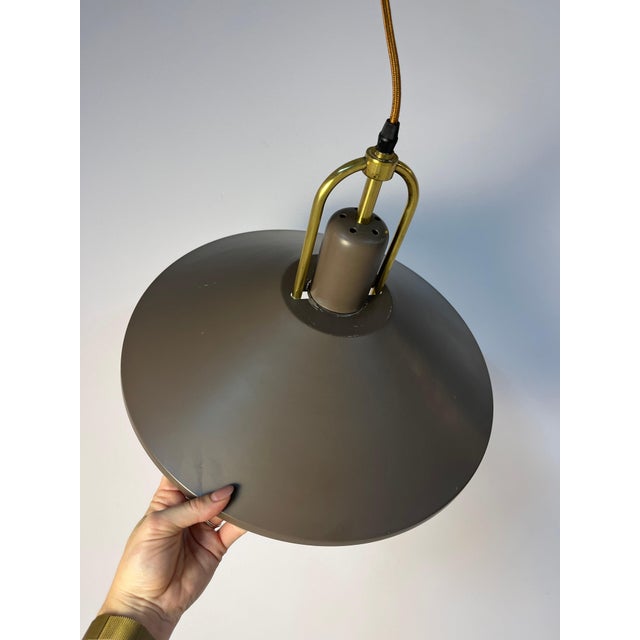 Brown Hanging Lamp with Brass Bracket from Belid For Sale - Image 6 of 11