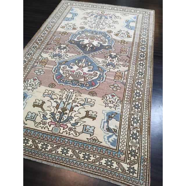 Mid-Century Modern Vintage Turkish Hand-Knotted Oushak Rug For Sale - Image 3 of 13