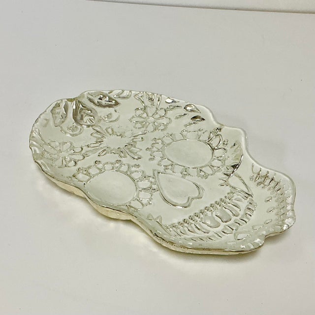 1980s Vintage Boho Chic Mexican Style Skull Decorative Bowl, Halloween For Sale - Image 4 of 7