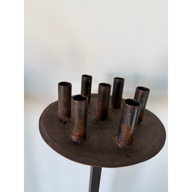 Vintage Jan Barboges Hand-Forged Iron Floor Candle Holders – Pair For Sale In Miami - Image 6 of 12
