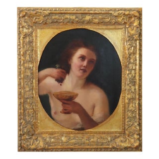 Mythological Figure of Maenad, Oil Painting on Canvas, 19th Century, Framed For Sale