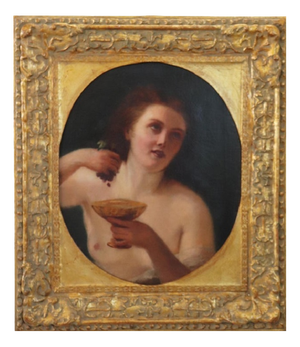 Mythological Figure of Maenad, Oil Painting on Canvas, 19th Century, Framed
