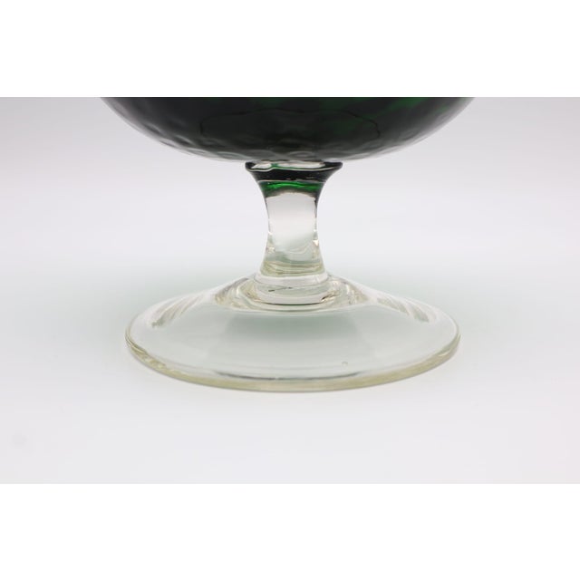Mid-Century Modern Italian Green Diamond Optic Glass Brandy Snifter Vase by Empoli, 1960s For Sale - Image 4 of 5