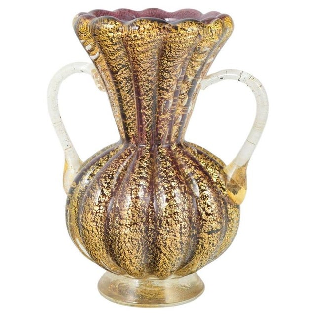 1960s Vintage Murano Vase with Ribbed Body, 1960s For Sale - Image 5 of 5